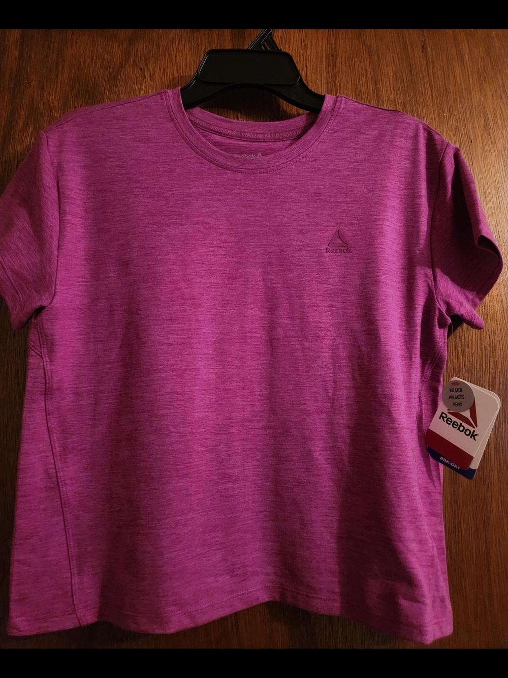 Reebok Girls' Active Heathered Pink Crew Neck Tee